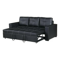 Pemberly Row Contemporary Faux Leather Convertible Sofa in Black
