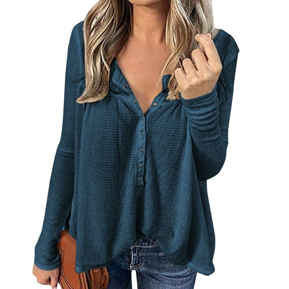 Plus Size Tops for WomenWomen's Fashion Button Down Collar Fall Loose Casual Long Sleeve Top