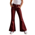 thumbnail image 2 of Kids Girls Flare Leggings School Uniform Pants Leopard Print Casual Wide Leg Pants for Kids Trousers Fit Elastic Waist Girls Bottoms 15-16T, 2 of 5