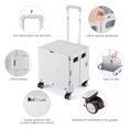 thumbnail image 3 of Soapow Foldable Utility Cart Collapsible Portable Rolling Crate Handcart Shopping Trolley Basket Tool Box with 4 Rotate Wheels Lid Telescoping Handle, for Shopping Storage Office, White, 3 of 8