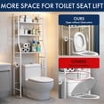 thumbnail image 6 of 3-Tier Over the Toilet Storage Shelf with Adjustable Foot Pads, Anti-Tilt Metal Bathroom Organizer with Paper Holder & 4 Hooks, No Drill Space Saving Toilet Rack, 6 of 8
