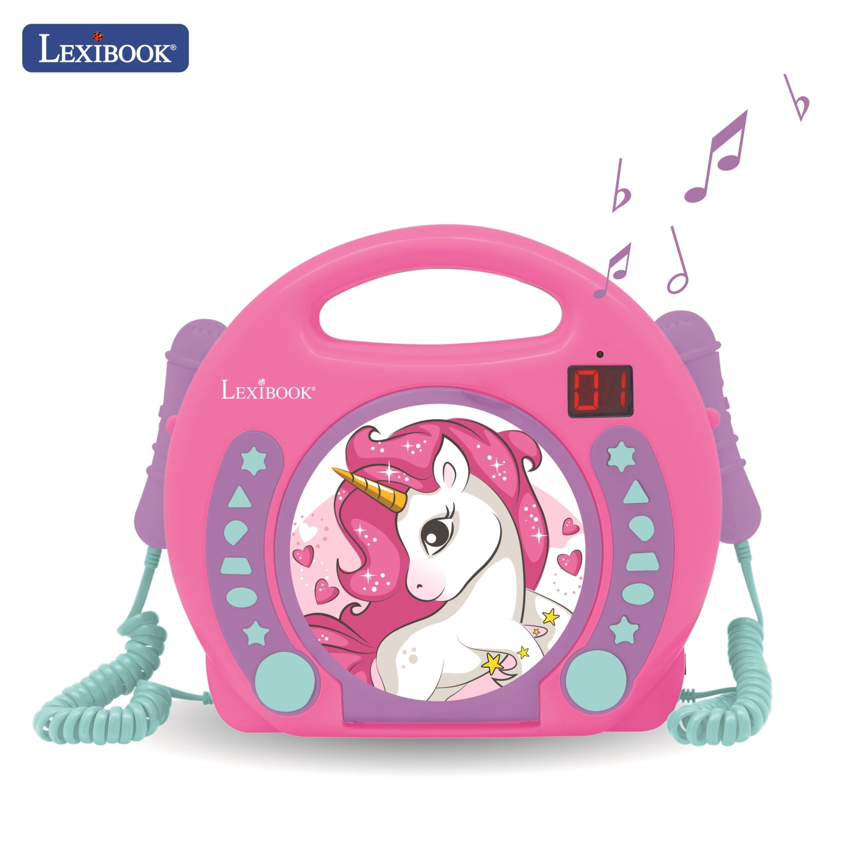 Lexibook Unicorn, CD player, Programming function, headphones jack, for kids, Blue/Pink