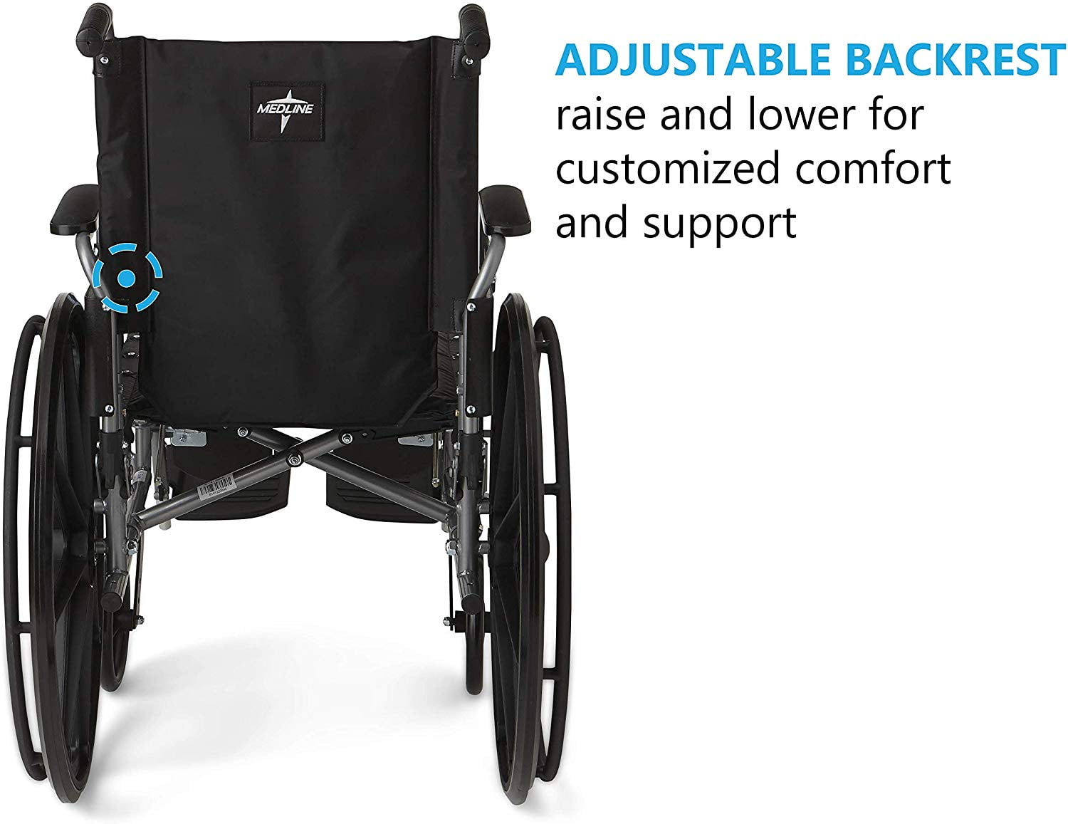 Medline Lightweight Wheelchair with Swing-Back Desk-Length Arms & Elevated Legrests, 16"x18" Seat, 300 lbs Weight Capacity, Black