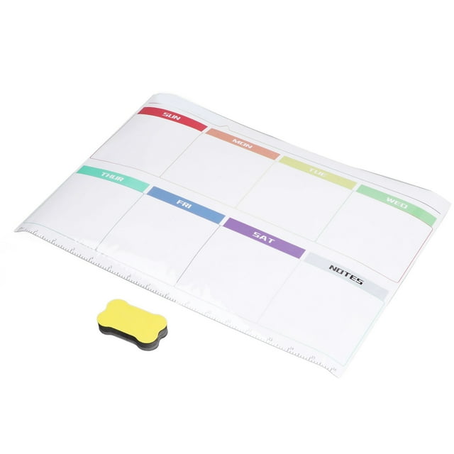 Pizarra semanal de borrado en seco, calendario semanal autoadhesivo, pizarra blanca de pared diseñada con precisión Jadeshay A