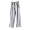 thumbnail image 2 of Pantalones casuales adelgazantes de cintura alta de verano para mujer, pantalones de pierna ancha de talla grande, pantalones rectos con cabeza elástica de color sólido para mujer, 2 of 4