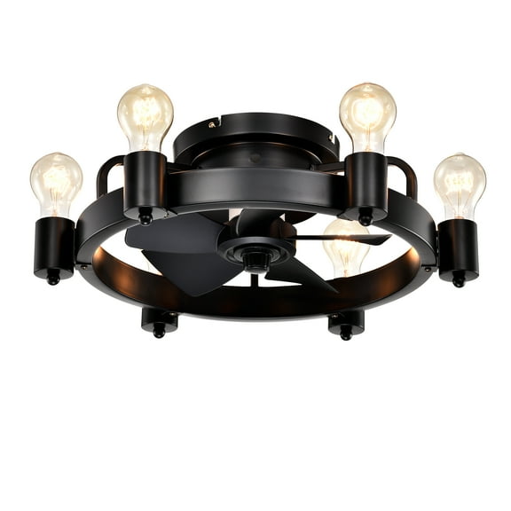 Industrial Style 19.5'' Ceiling Fan with Remote Control, Rustic Bronze Finish, 5 Blades