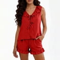 thumbnail image 2 of PIWHJQK Women Pajama Sets 2 Piece Loungewear Sets Fashion Women Short Sleeve And Short Pants Casual 2PC Sets With Pockets Sleepwear, 2 of 5