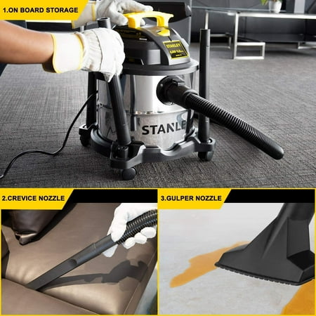 Stanley SL18117 Portable Stainless Steel 8 Gallon Wet Dry Floor Vacuum & Blower