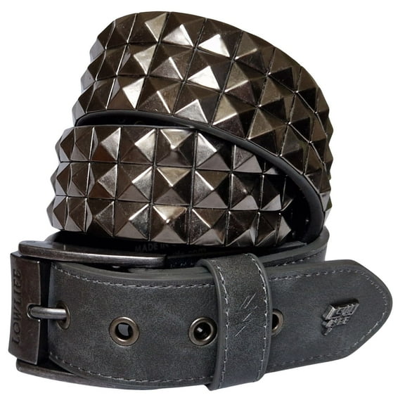 Triple Studded Leather Belt Slate - Lowlife in size 36" - 38" Waist (L)