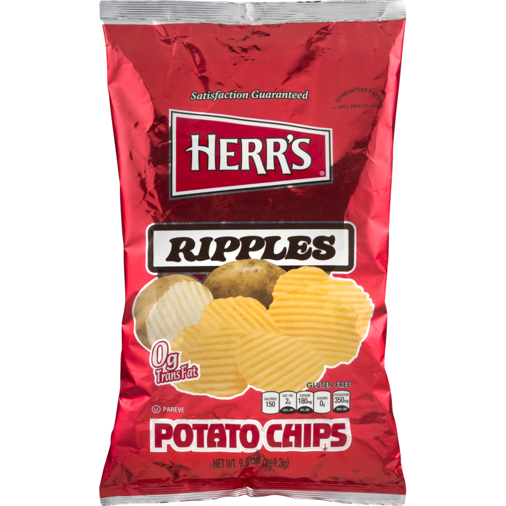 Herr's Ripples Potato Chips 9.5 Oz. Bag (4 Bags)