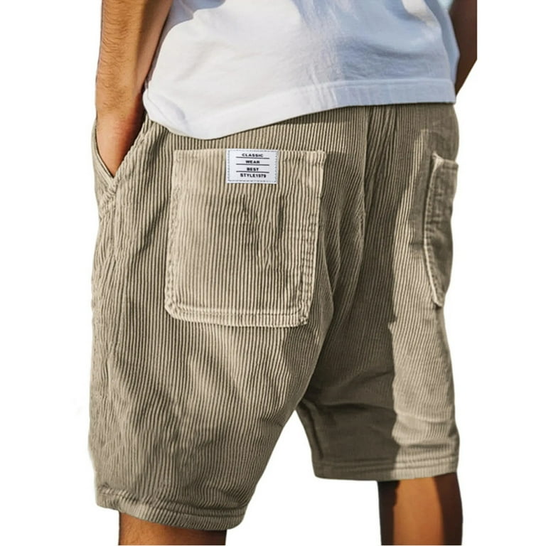 GBSYEWXS Casual Shorts Men Daily Wear Elastic Waist Solid Color