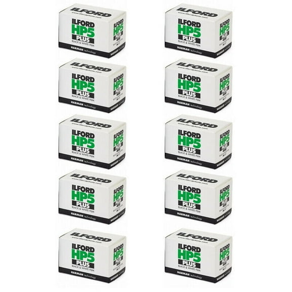 10 Rolls Ilford HP5 Plus 135-24 Exp. Black & White Print 35mm Film, 1700646