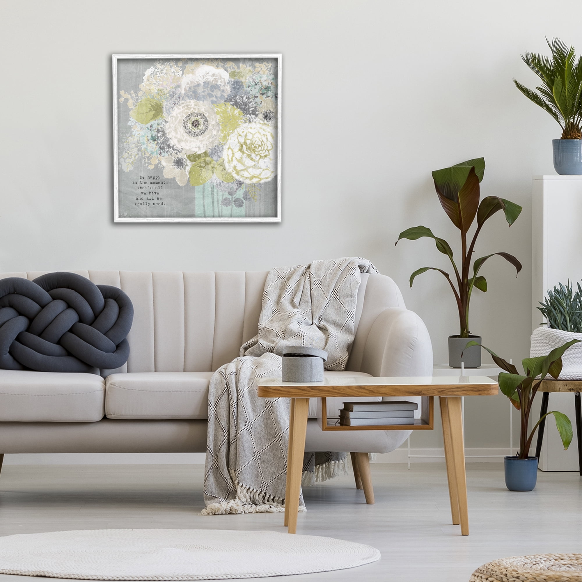 Stupell Industries Happy In The Moment White Framed Giclee Art, design by Suzanne Nicoll