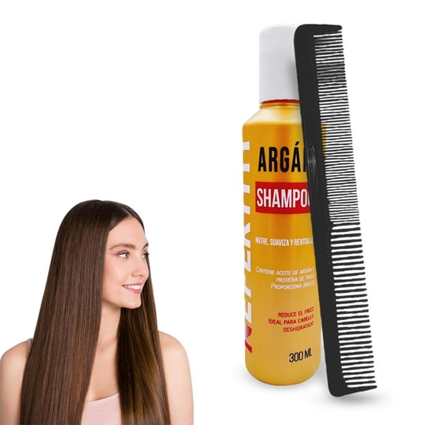 Kit Shampoo de Argán Nefertiti 300ml + Peine Graduado Alfamar | Nutre, suaviza y da brillo al cabello seco y maltratado | Ideal para uso diario, sin sal ni parabenos