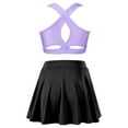 thumbnail image 2 of Zaldita Kids Girls Crop Tank Top and Tennis Golf Skirt with Built-in Shorts Set Workout Athletic Lavender&Black 12, 2 of 7