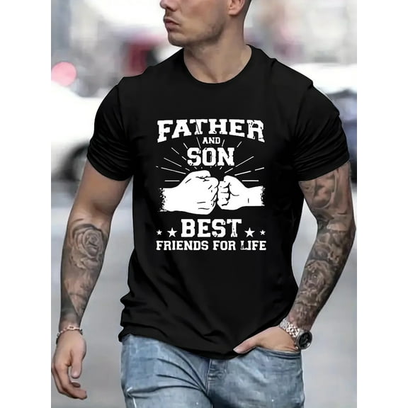 1 pc, 100% cotton T-shirt, Father & Son Matching T-Shirt Set - Heartwarming Prints - Premium Cotton Blend - Comfortable Short Sleeve for Summer Fun - Perfect for Family Bonding Outfits
