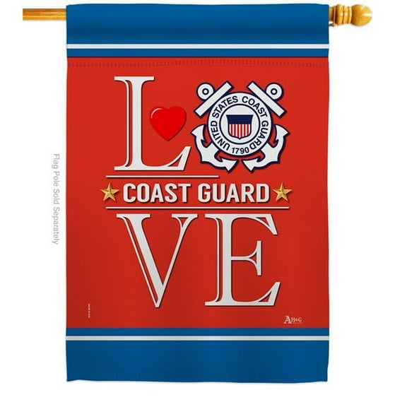 28 x 40 in. Coast Guard Love House Flag with Armed Forces Double-Sided Decorative Vertical Flags Decoration Banner Garden Yard Gift