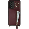 thumbnail image 6 of Samsung Galaxy A53 5G Case with Card Holder for Women, Galaxy A53 5G Phone Case Wallet with Strap Credit Card Slots Crossbody with Kickstand Zipper Shockproof Case for A53 5G - Red Wine, 6 of 9