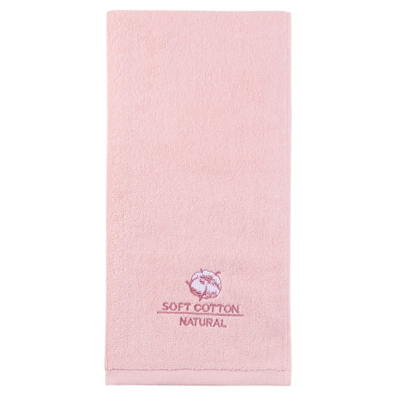 Unique Bargains Ultra Soft Cotton Hand Towel with Cute Embroidery Pink 1pc