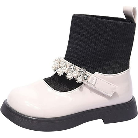 

QWZNDZGR Bbay Snow Boots Waterproof Leather Non-Slip Anti-Slip Mid Calf Boot Soft Sole Non Slip Warm Booties Prewalker