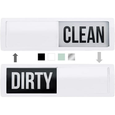 Dishwasher Clean and Dirty Magnet Sign, Optional Adhesive, Magnetic, Easy Read, Non-Scratch, Heavy Duty Shutter Slide Magnets for Dish Washer, Kitchen Accessories, 7x2, White