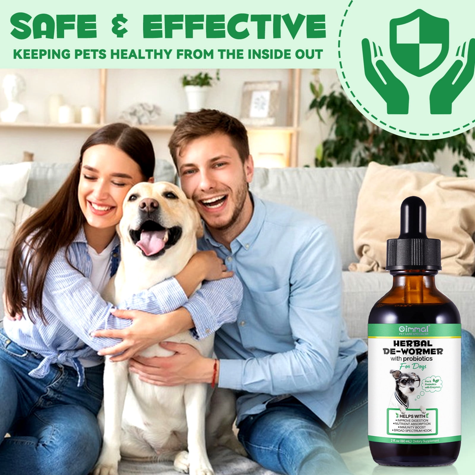 Oimmal Dog Digestive Comfort Liquid with Probiotics, Alcohol-Free, Daily Treats for Dogs - 2 oz(60ml) (3 Pack)