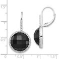 thumbnail image 4 of Sterling Silver Cheryl M Rh-P Cz Onyx Checkerboard Cut Leverback Earrings (33 X 18) Made In China qcm751, 4 of 5