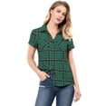 thumbnail image 3 of CamiDe Cuadros Estilo Western De Algodón Clásico Con Botones PaMujer Verde S, 3 of 6
