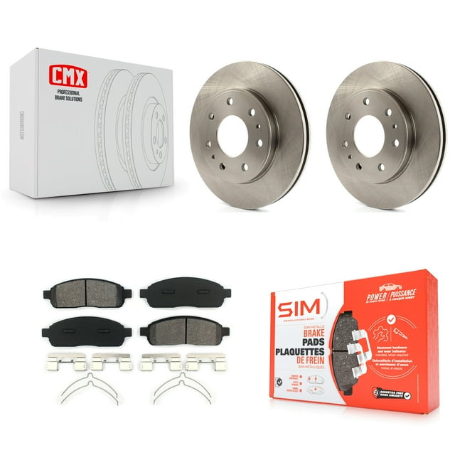 Transit Auto Front Disc Brake Rotors and Semi-Metallic Pads Kit for Car 2009 Ford F-150 with 7 Lug Wheels K8S-100162
