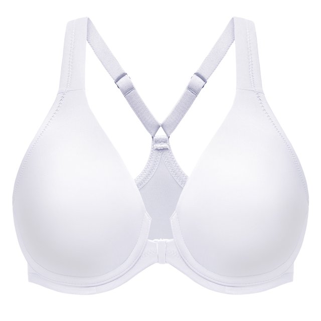 MELENECA Women's Racerback Front Closure Bras Plunge Unlined Full Coverage Seamless Underwire Bra White 48B