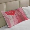 thumbnail image 2 of Love Knitted Quilt Pillowcover, Love You Heart on Grunge Style Rustic Wooden Background Valentines Day Retro Print, Standard King Size Pillow Cover for Bedroom, 30" x 20", Red Pink, by Ambesonne, 2 of 2