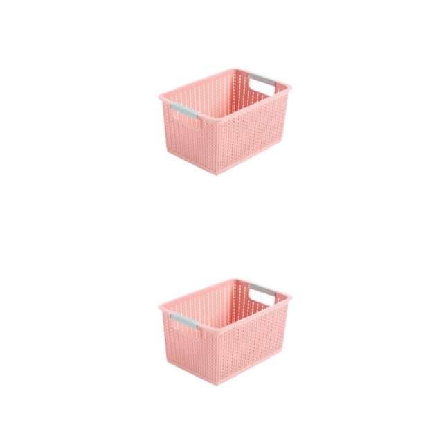 Caja de plástico Bearachild duradera organizador de almacenamiento apilable para habitación o dormitorio color rosa S 2Conjunto