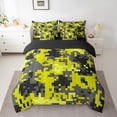 thumbnail image 2 of Feelyou Pixelate Miner Comforter Set 7pcs, Retro Yellow Camouflage Full Bedding Set, 2 of 8