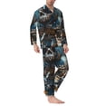 thumbnail image 2 of Logiee Cute Skeletons Figurines Print Mens Long Sleeve Pajama Set,Notched Collar Pajamas for Men, Men's Sleepwear,Mens Sleepwear with Pockets & Button Down-Large, 2 of 7