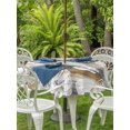 thumbnail image 3 of Outdoor Tablecloth with Umbrella Hole for Patio/Picnic/Party/Camping, Beige Grey Coastal Waterproof Table Cloth Round Cover Washable, Nautical Beach Starfish Coral Shell Modern (Dia 54"), 3 of 9