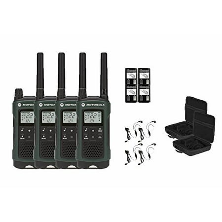 Hands Free Emergency Speakerphone - Motorola Talkabout T465 Two-Way Radios / Walkie Talkies - Weatherproof 22 Channels PTT IVOX Flashlight 4-PACK