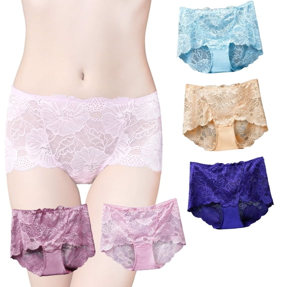 Women High Waist Shaping Briefs – Cotton Lace Trim, Comfy Seamless Tummy Control