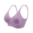 thumbnail image 5 of Swuxness Women's Push Up Wireless Bra, Womens Bras, Women Seamless Padded Bra with Back Straps Comfortable Breathable Everyday Wear Bra Purple, 36/80B, 5 of 5