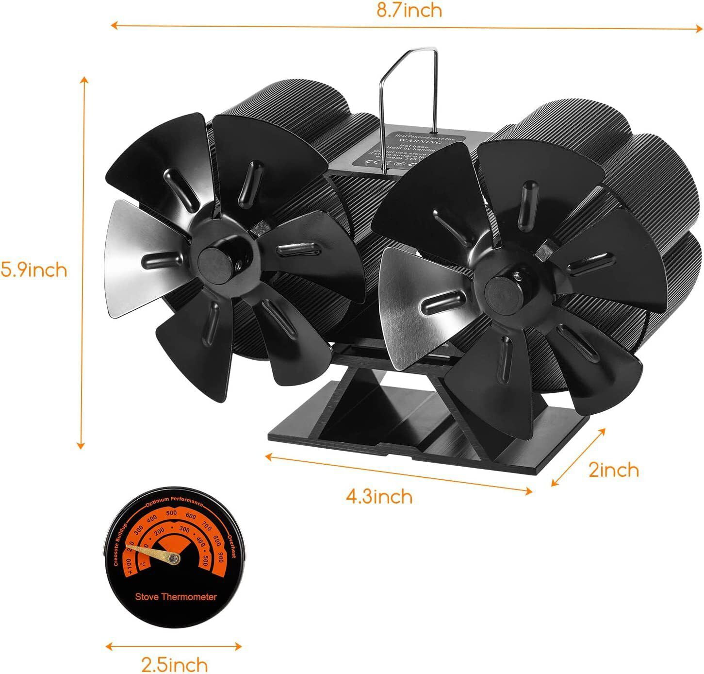Wood Stove Fan Heat Powered ,12 Blade Fireplace Fan for Wood