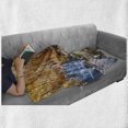 thumbnail image 6 of Waterfall Soft Flannel Fleece Throw Blanket, Fall Season Image of Historical Water Mill and Waterfall Outdoor Nature Art, Cozy Plush for Indoor and Outdoor Use, 50" x 70", Yellow Brown, by Ambesonne, 6 of 6