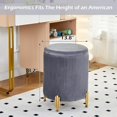 thumbnail image 5 of Mxfurhawa Round Ottoman Set of 2,Upholstered Footrest Stool Support 300lbs,Modern Padded Seat Foot Stool Coffee Table,Vanity Stool with Storage and Metal Legs for Living Room (Grey), 5 of 13