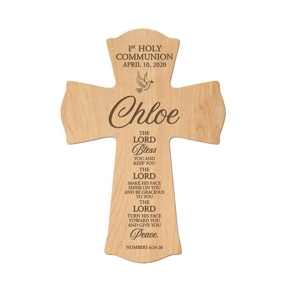 LifeSong Milestones 8x11.25in Black Wall Cross_Chloe 1st Holy Communion
