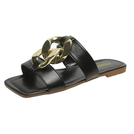 

symoid Womens Slides on Clearance- New Open Toe Casual Summer Comfort Black Sandals for Ladies Size 6.5