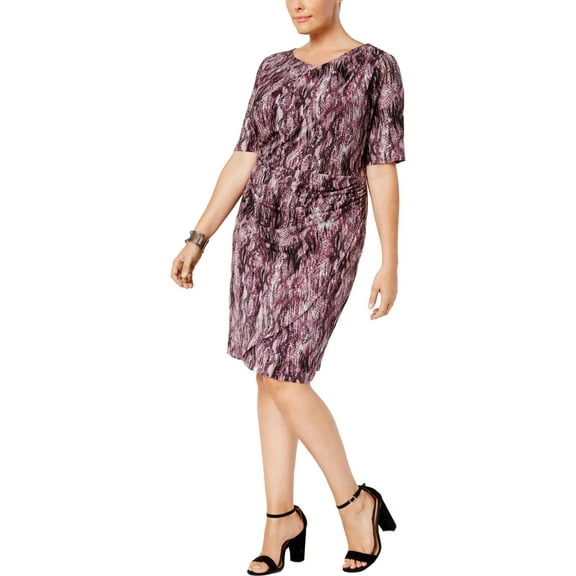 Connected Apparel Womens Plus Sarong Snake Print Casual Dress Purple 14W