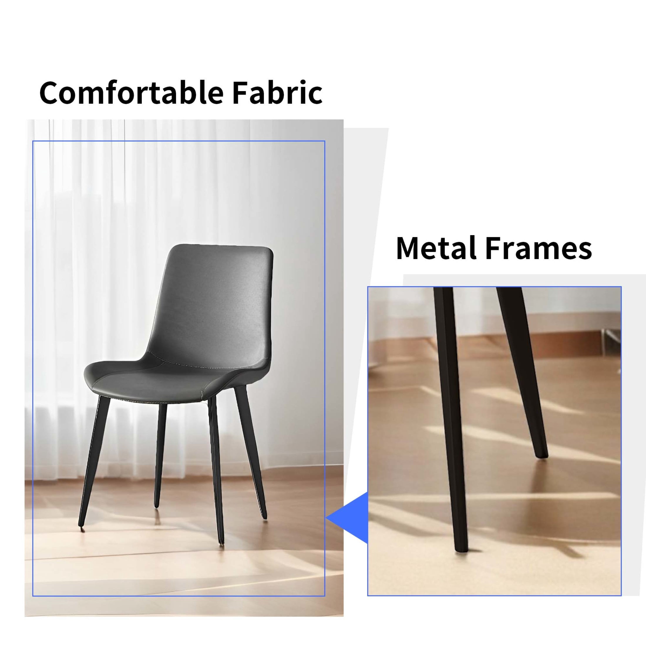 Noble House Modern PU Leather Upholstered Dining Chairs with Metal Legs, Armless Side Chairs, Gray, Set of 4