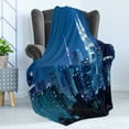 thumbnail image 4 of Cityscape Soft Flannel Fleece Blanket, Kuala Lumpur Skyline Night KLCC Twin Towers Malaysian Landmark Monochromic Photo, Cozy Plush for Indoor and Outdoor Use, 50" x 60", Navy Black, by Ambesonne, 4 of 5
