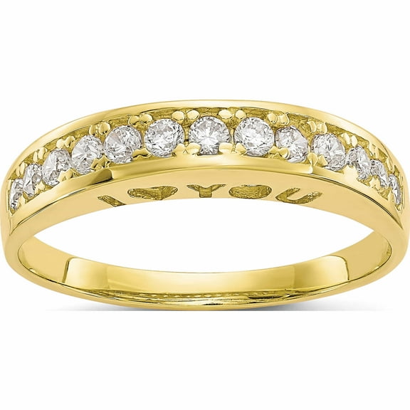 10K Yellow Gold I Love You Forever Cz Ring (Size 7) Made In United States 10c1168