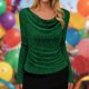 thumbnail image 1 of Xuyuer Women's Solid Color V-Neck Long Sleeve Pullover, Pile Casual Fashion Top for Women's Blouses Collection, 1 of 9