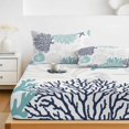 thumbnail image 6 of Twin Sze Fitted Sheet Set - Teal Navy Blue Coastal 2 Piece Bedding Sets 16" Deep Pocket Fitted Sheet with 1 Pillowcase, Summer Beach Coral Shell Ocean Brushed Microfiber Hotel Luxury Bed Sheets, 6 of 9