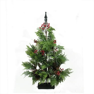 Allstate Floral 3' Unlit Artificial Christmas Tree Entryway Mixed Cedar with Pine Cones and Berries